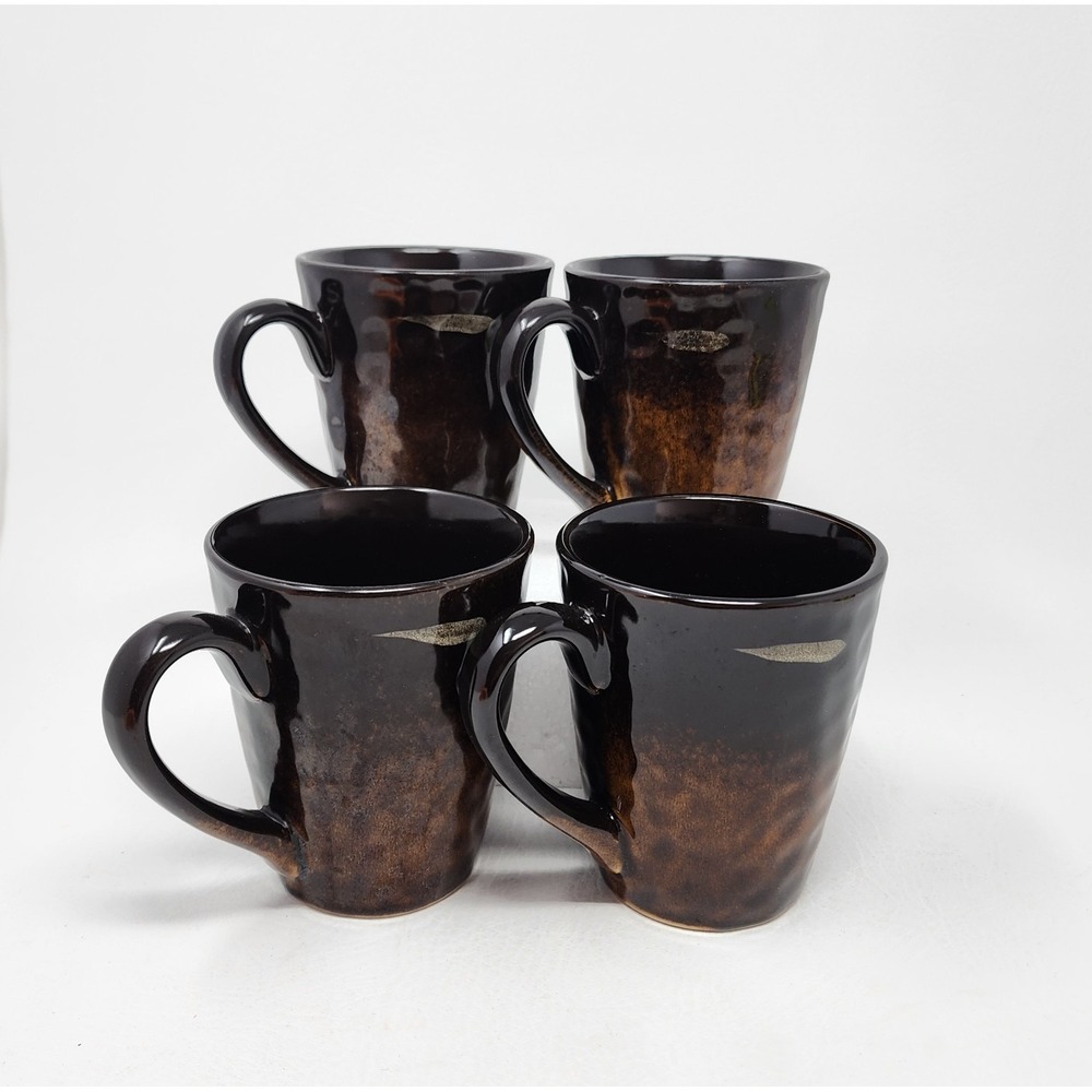 Set of 4 Mikasa Gourmet Basics Stoneware Coffee Tea Mugs Gallatin 16oz Brown
